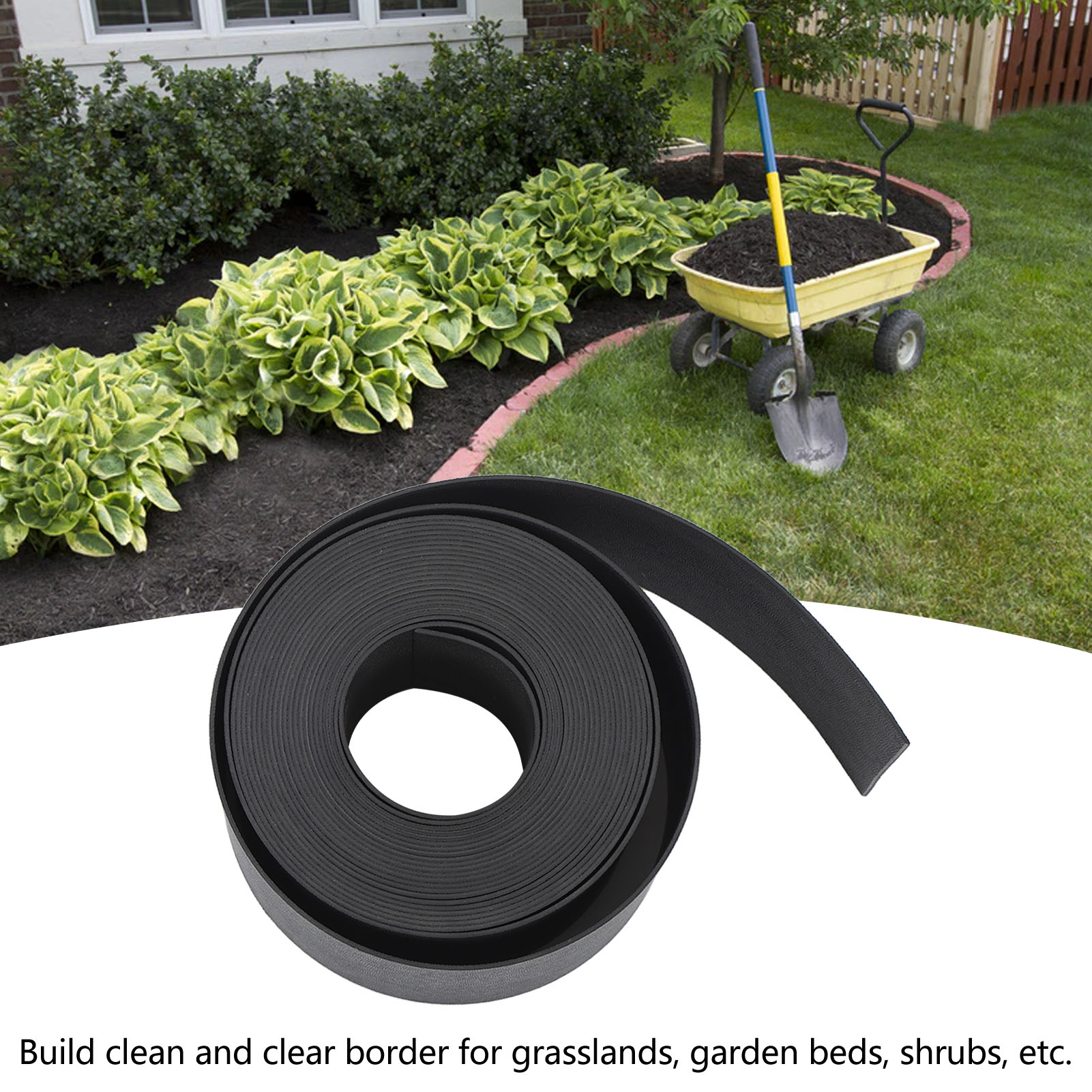 Garden Edging Border Landscape Edging PE Garden Edging Border Black 12cm Width 10m Length 2mm Thickness for Outdoor Lawn Edging