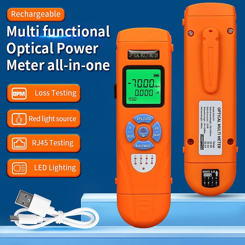 AUA-C70/C50 充電式ミニ光パワーメーター (OPM) 視覚的障害ロケータ (15/30/50mW VFL) FTTH 光ファイバーケーブルテスター付き