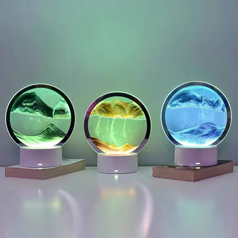 クリエイティブ砂時計発光流砂絵画装飾アートリビングルームオフィステレビキャビネットライト高級装飾誕生日ギフト