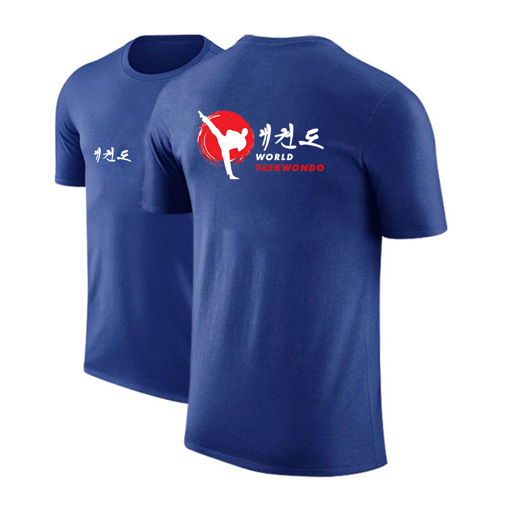 男性新なんと世界テコンドー連盟カジュアル半袖 2025 夏のファッション高品質プリントコットン Tシャツ服トップス