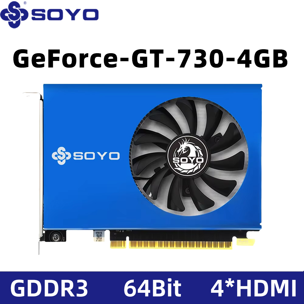 SOYO NVIDIA GeForce GT 730 4GB DDR3 64ビット グラフィックカード PCIe2.0x8 HDMI PCゲーミングビデオカード 28NM シングルファン デスクトップコンピュータ com