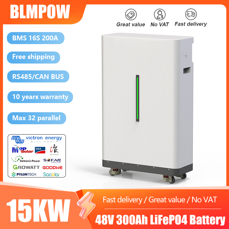 LiFePO4 48V 300AH 100AH 600AH バッテリーパック 51.2V 15KW リチウム太陽電池 10000 サイクル 16S 200A BMS インバーター EU 在庫