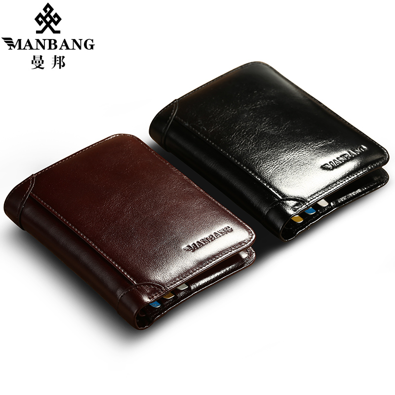 ManBang クラシックスタイル財布本革メンズ財布ショート男性財布カードホルダー財布メンズファッション高品質