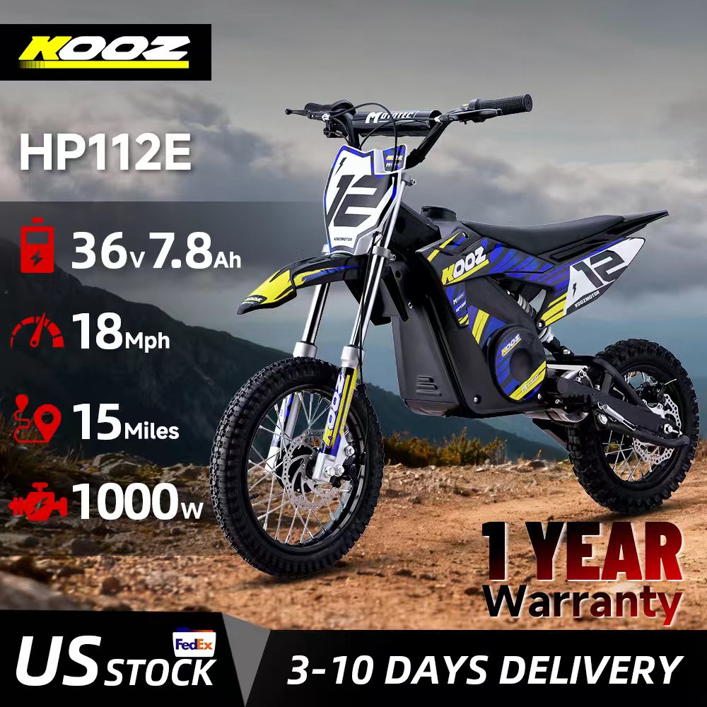 KOOZ HP112E 36V 1000W 電動ダートバイク 子供用 3スピードモード 電動バイク 最大時速18マイル