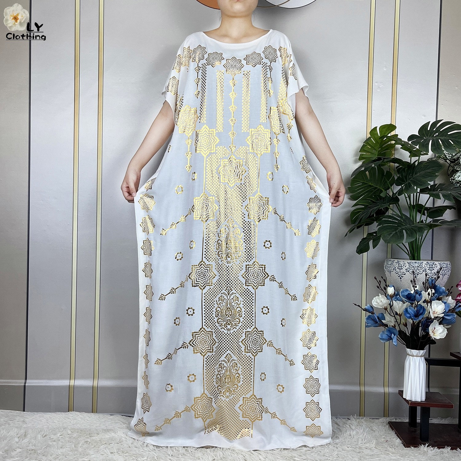 新しいアフリカアバヤファム半袖ドレス大きなスカーフ Dashiki プリントコットンルース女性のカフタンイスラムカジュアル服