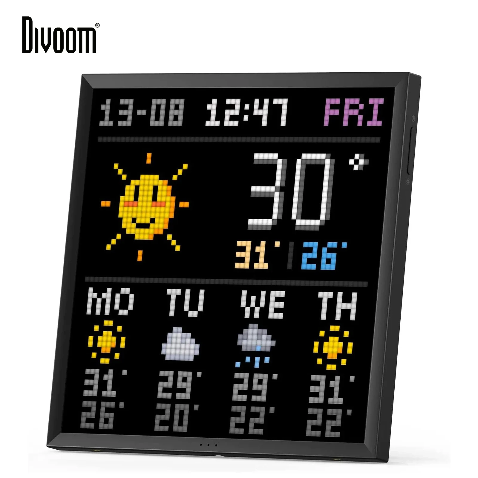 Divoom Pixoo 64 WiFi ピクセル アート ディスプレイ WiFi クラウド デジタル フレーム APP コントロール付き、64 X 64 LED パネル ゲームルーム装飾用