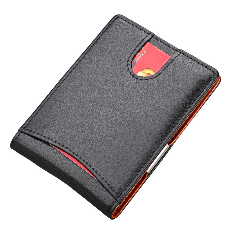 新しい抗 RFID 本革メンズマネークリップ財布女性のクレジットカードケース男性金属紙幣クランプ現金ホルダー財布女性のための