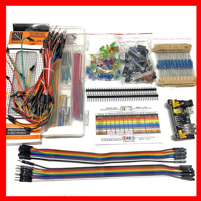 電子部品 電解コンデンサ 抵抗器 LED 830穴 ブレッドボードキット UNO R コンポーネントパック 初心者スタート