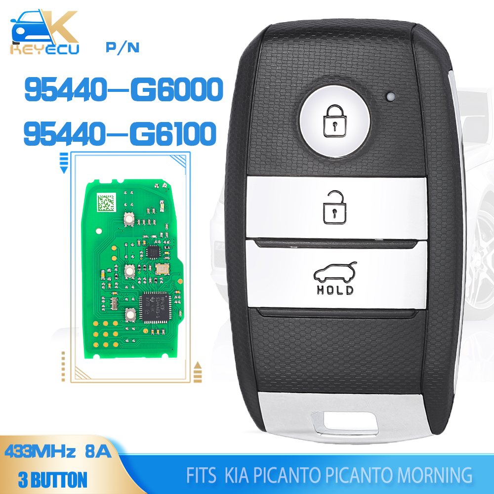 KEYECU P/N: 95440-G6000 95440-G6100 KIA Picanto Morning 2017-2022 Fob スマートリモートキー 433MHz 8A キーレス Go 3 ボタン