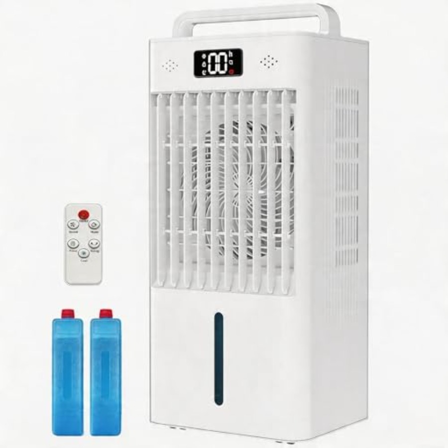 10L 3-in-1 ポータブル蒸発空気クーラー、寝室オフィス寮用、プラスチックハウジング、ホワイト、超静音 40-45dB HEPA フィルター付き