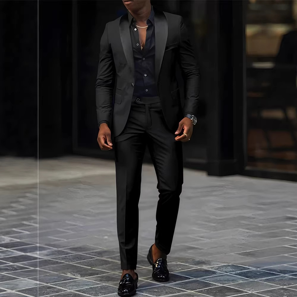 スーツ (ブレザー ベスト パンツ) ファッション ビジネス 紳士 スリム ソリッド カラー プロフェッショナル スーツ 結婚式 新郎ベストマン スーツ