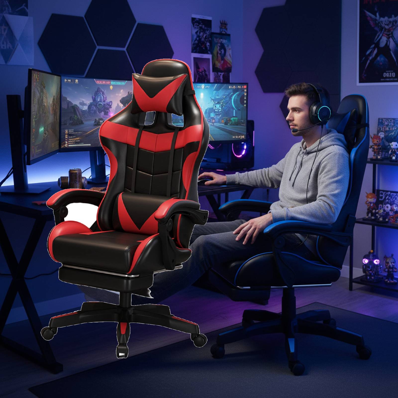 人間工学に基づいたゲームチェア家庭用インターネットカフェコンピュータ回転椅子弾性オフィスチェアライブストリーマー回転椅子