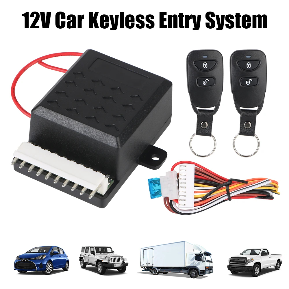 12V ユニバーサル車のキーレスエントリー集中ロックリモコン、ワイヤーカット車のバックミラー折りたたみミラーコントローラ