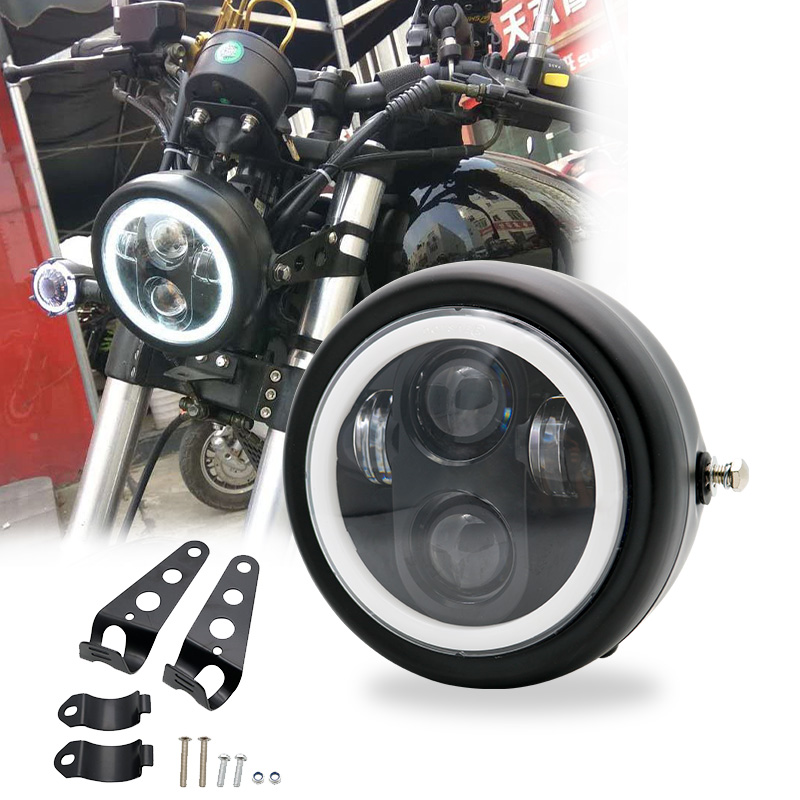 オートバイ 5.75 インチ LED ヘッドライト/ハウジングハーレースポーツスターアイアン 883 ダイナトライアンフストリートスピードトリプル 5 3/4 "H4 ヘッドランプ