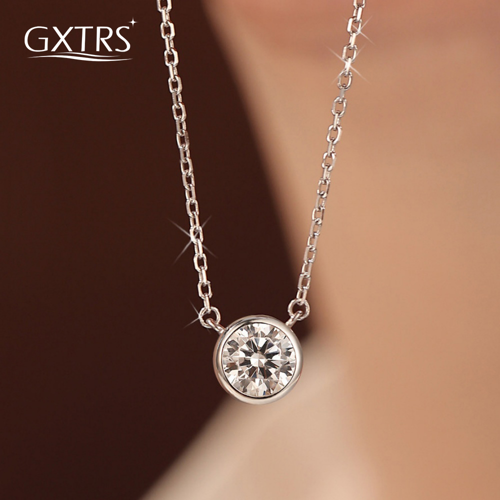 GXTRS 0.5/1CT リアルモアッサナイトジュエリーセット女性のための S925 シルバーネックレスイヤリングラウンドラボダイヤモンドファインジュエリーウェディングギフト