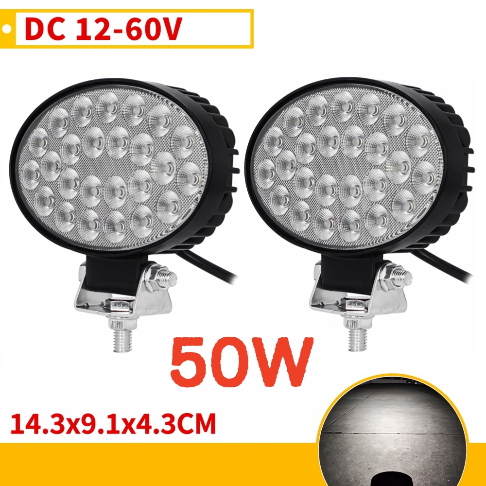2 個フロントライト掘削機 LED トラクターヘッドライト 12 V-60 V 50 ワットフォークリフトローダー作業灯 4 × 4 補助ランプフラッドライト