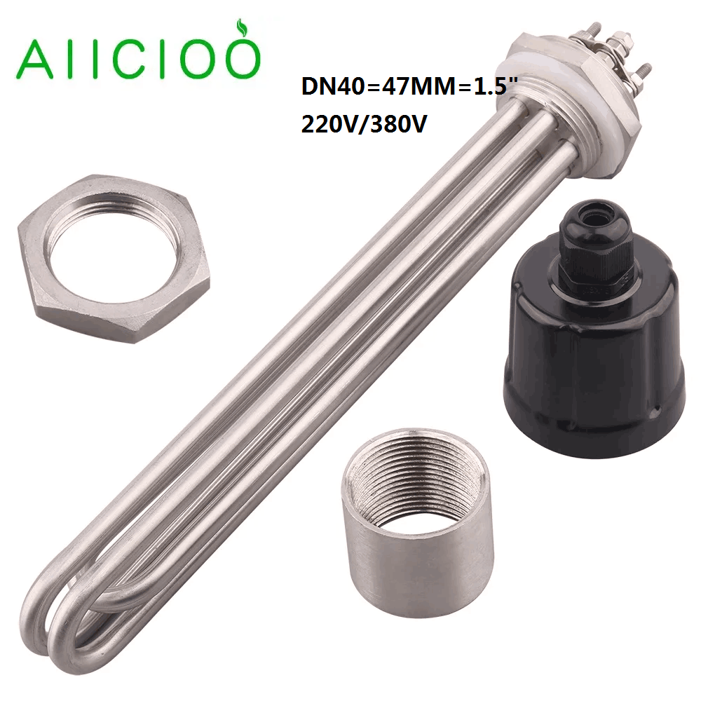 220v/380v 電気ヒーター温水加熱要素 SUS304 DN40 醸造所ヒーター浸漬管抵抗 3KW/4.5KW/6KW/9KW/12KW