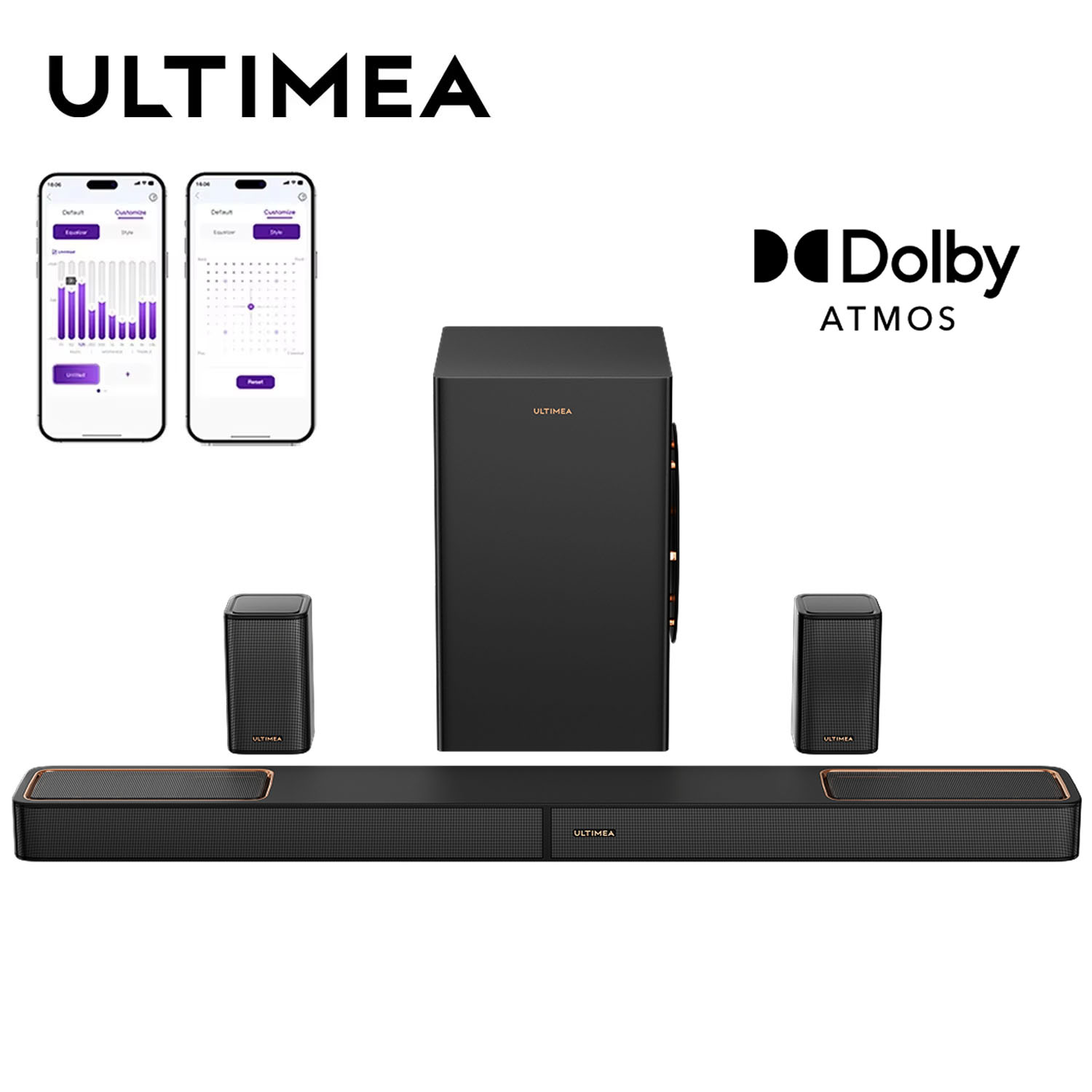 ULTIMEA Skywave F40 Boom 5.1.2ch サウンドバー、ドルビーアトモス搭載、サブウーファー付きテレビ用サラウンドサウンドシステム