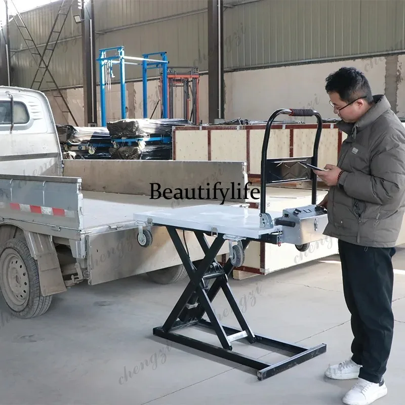f182 Hot Selling Electric Hydraulic Iron Folding Legs Lift Table Portable Forklift Solution Material Handling Lifting Loading