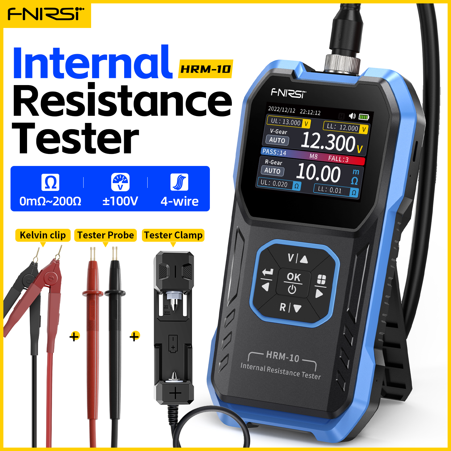 FNIRSI HRM-10 18650 バッテリー電圧内部抵抗テスター高精度トリリチウムリチウムイオンリン酸電池テスター