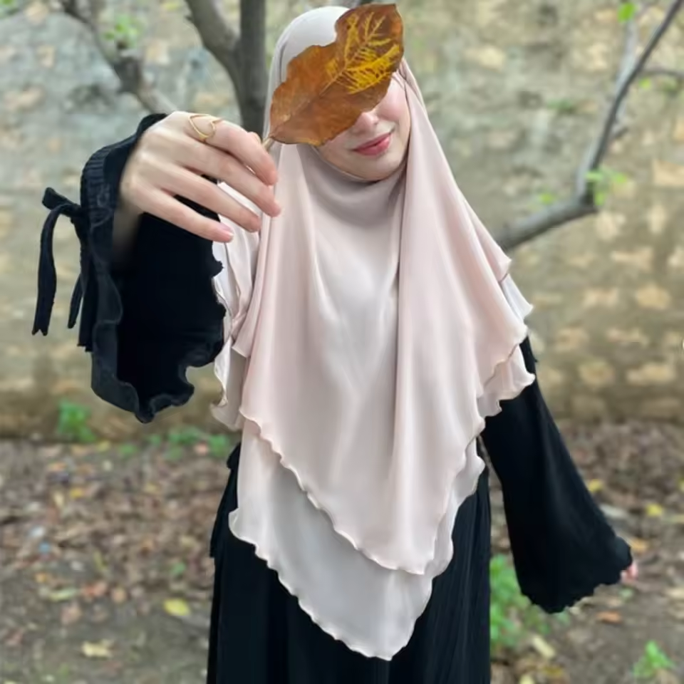 ロングキマール祈りの衣服イスラム教徒女性のためのシフォンイードフード付きラマダンフルカバースカーフイスラムベールニカブニカブアラブカフタン
