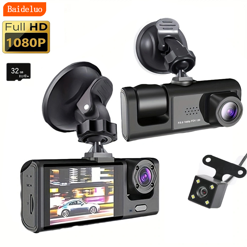 1080P 車用デュアルカメラダッシュカム、フロントとインサイド、IR ナイトビジョン付き車カメラ、ループ録画、広角車 DVR が登場