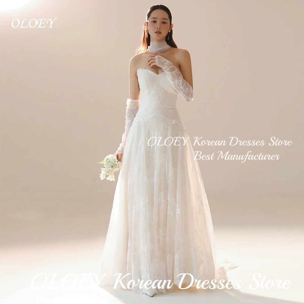 OLOEY 絶妙な恋人レース A ライン韓国ウェディングドレスブライダルドレス写真撮影用カスタマイズ Vestidos Novias Boda 女性