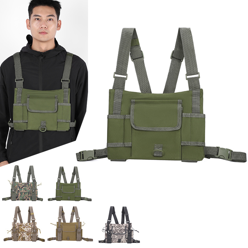 チェストバッグウエストパックメンズチェストパックヒップホップストリートタクティカルベストバッグ男性用耐久性のあるキャンバスマンショルダーバッグ男性用ボルサ