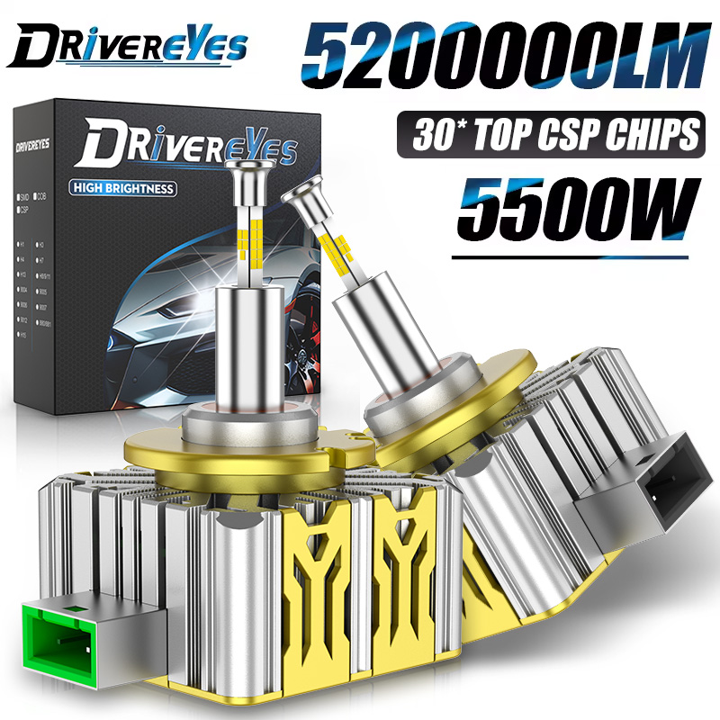 360 D1S D3S LED 車ヘッドライト電球 Canbus D1R D3R D8S LED HID キットプラグアンドプレイオートランプターボ LED 5200 ワット超高輝度 6500K 12V