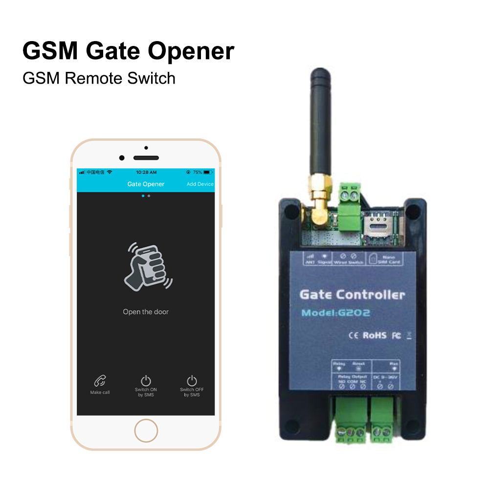 ゲートコントローラ GSM ゲートオープナー G202 SMS リモコンシングルリレースイッチスライドスイングガレージドア 2022 新