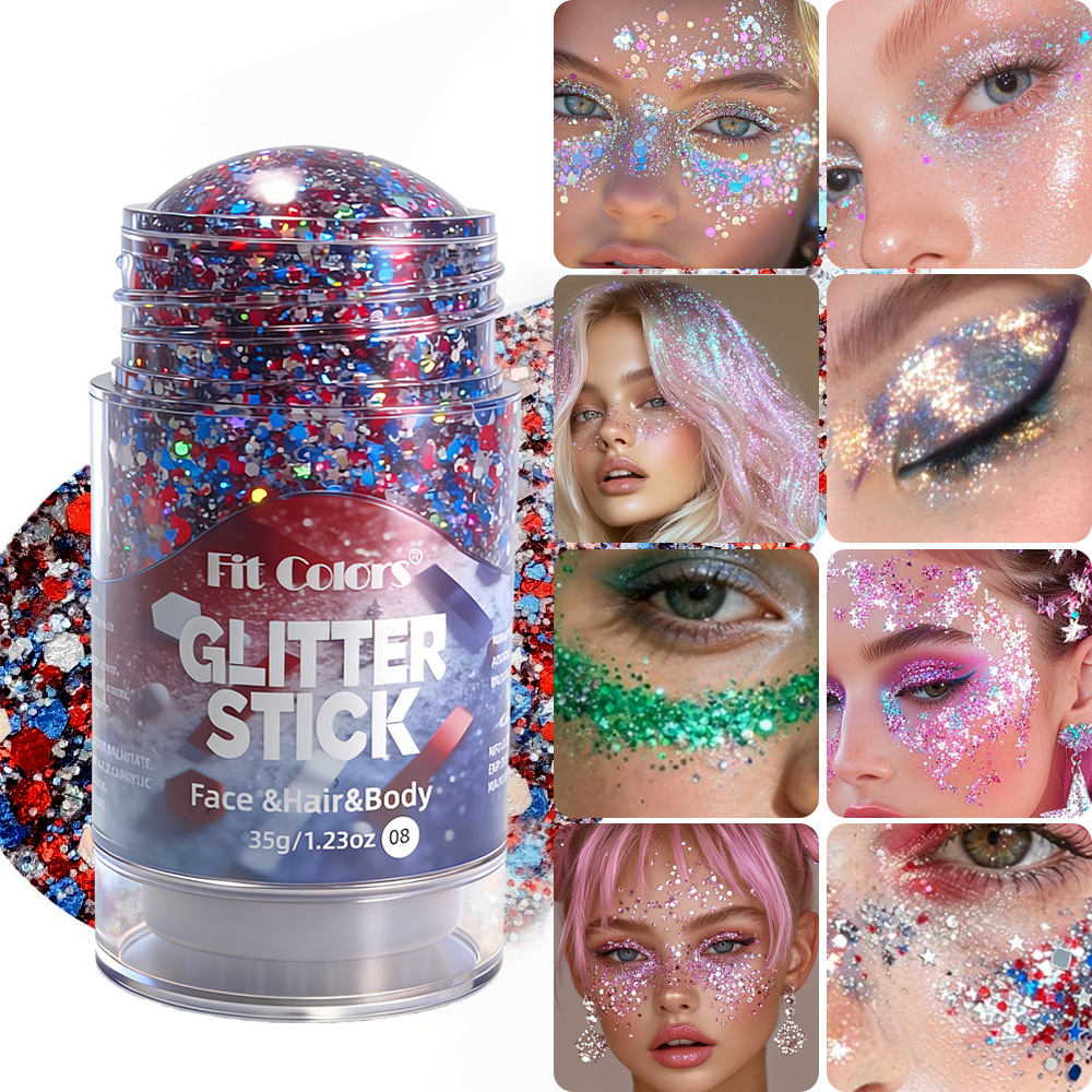 スパークリングスパンコールグリッタージェルスティック 8 色スパンコールボディグリッター化粧品スティックヘアグリッタースティックフェスティバルメイクアップクリスマス用