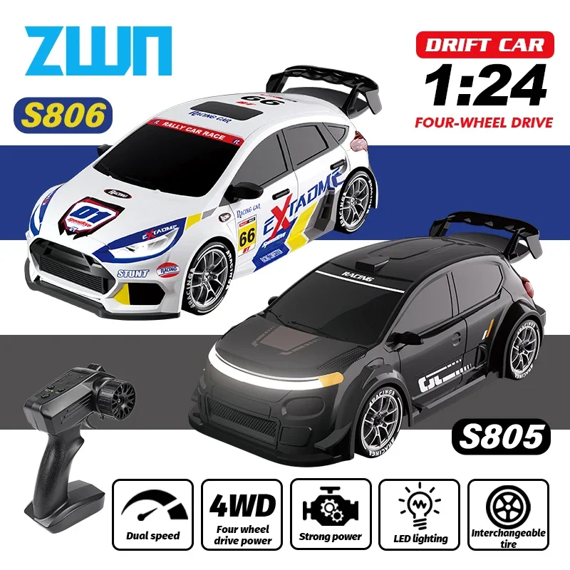 ZWN 1:24 リモートコントロールドリフトカーハイトスピード 2.4 グラムワイヤレス 4WD Rc カーレーシングモデル LED ライト付き子供のための車両のおもちゃ