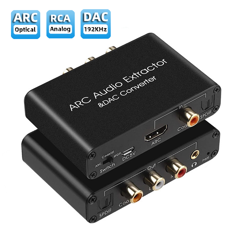 192KHz ARC オーディオ抽出器 DAC デジタル - アナログ オーディオ コンバーター HDMI 互換 ARC から光学/SPDIF 同軸ステレオ L/R 3.5mm
