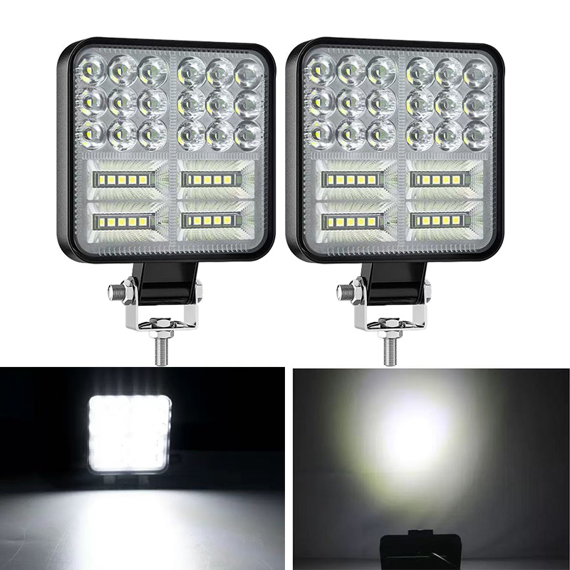 正方形 LED ワークライト 3 インチ 114 ワット 12V スポットフラッドライトバートラック SUV ボートオフロード 4 × 4 ヘッドライトカーアクセサリー