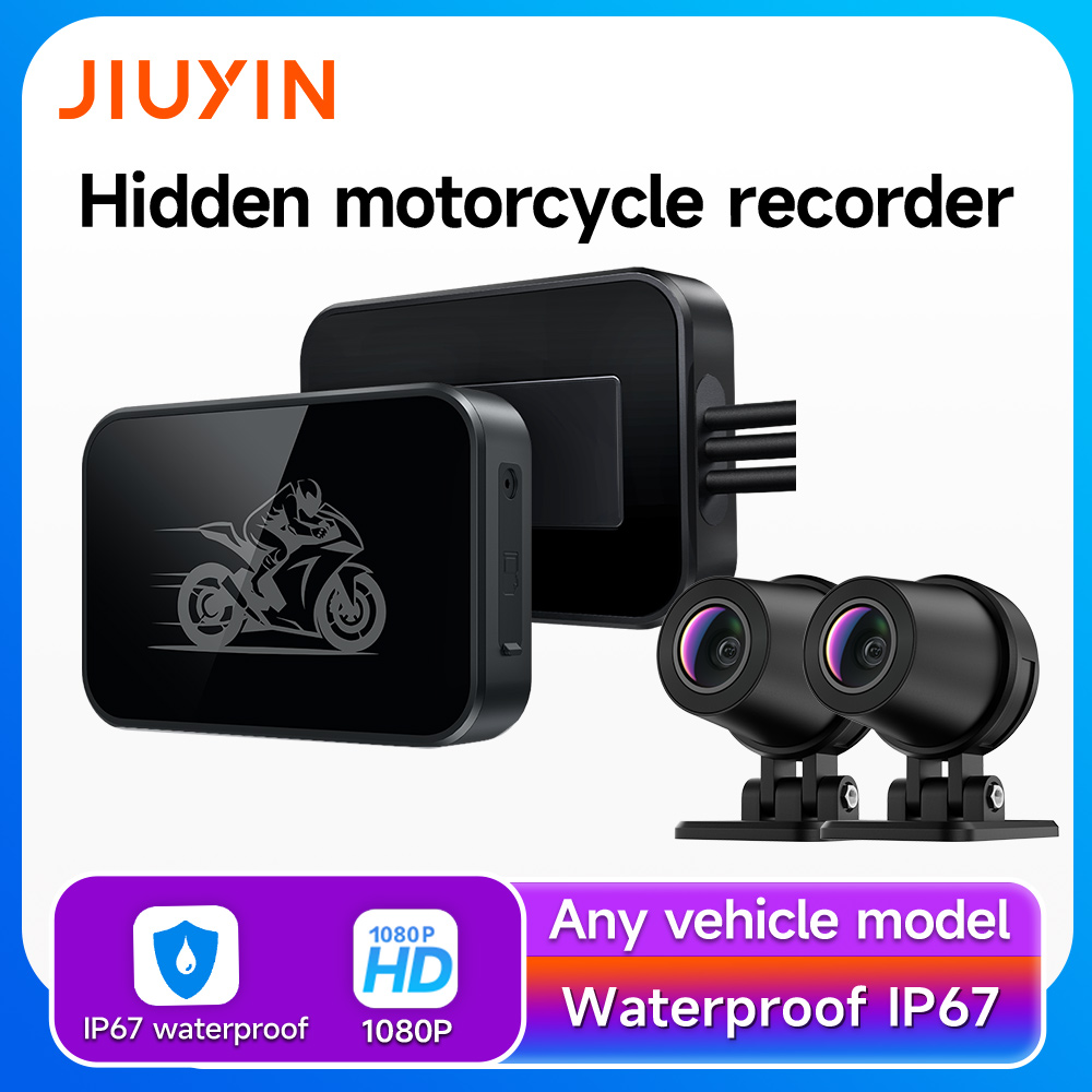 JIUYIN デュアル DVR オートバイダッシュカム WiFi スマートコネクト 1080P/720P フロントリアビュー防水アクションカメラレコーダーバイク用