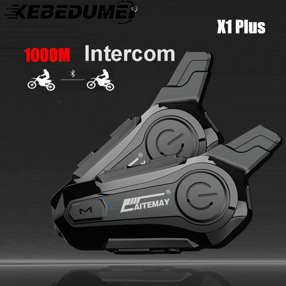 X1 プラスオートバイ Bluetooth 1000 メートルインターホンヘルメットヘッドセット 2 ライダー Intercomunicador モト防水インターホンイヤホン