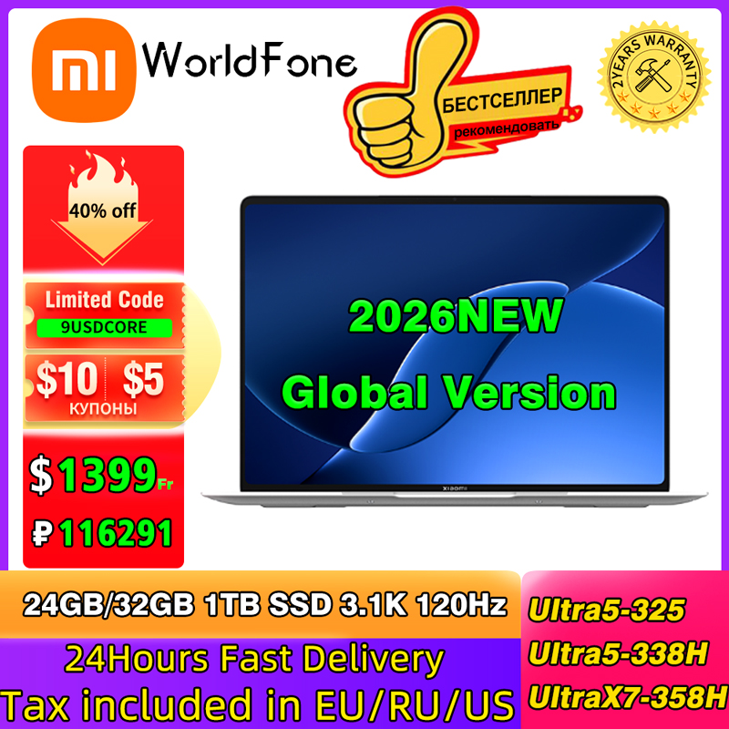 2026 NEW Xiaomi Book Pro 14 ラップトップ U5-325/U-338H/U7-358H 32GB 1TB ノートブック PC