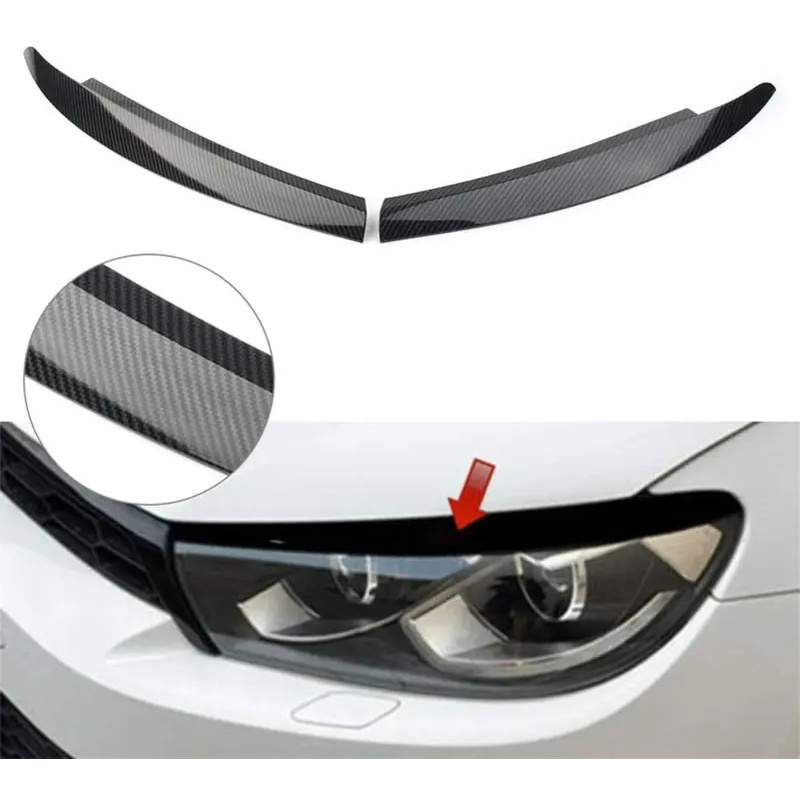 光沢のある黒の車のヘッドライトランプ眉毛まぶたカバートリム VW シロッコ 2009 2010 2011 2012 2013 2014 2015 2016 2017