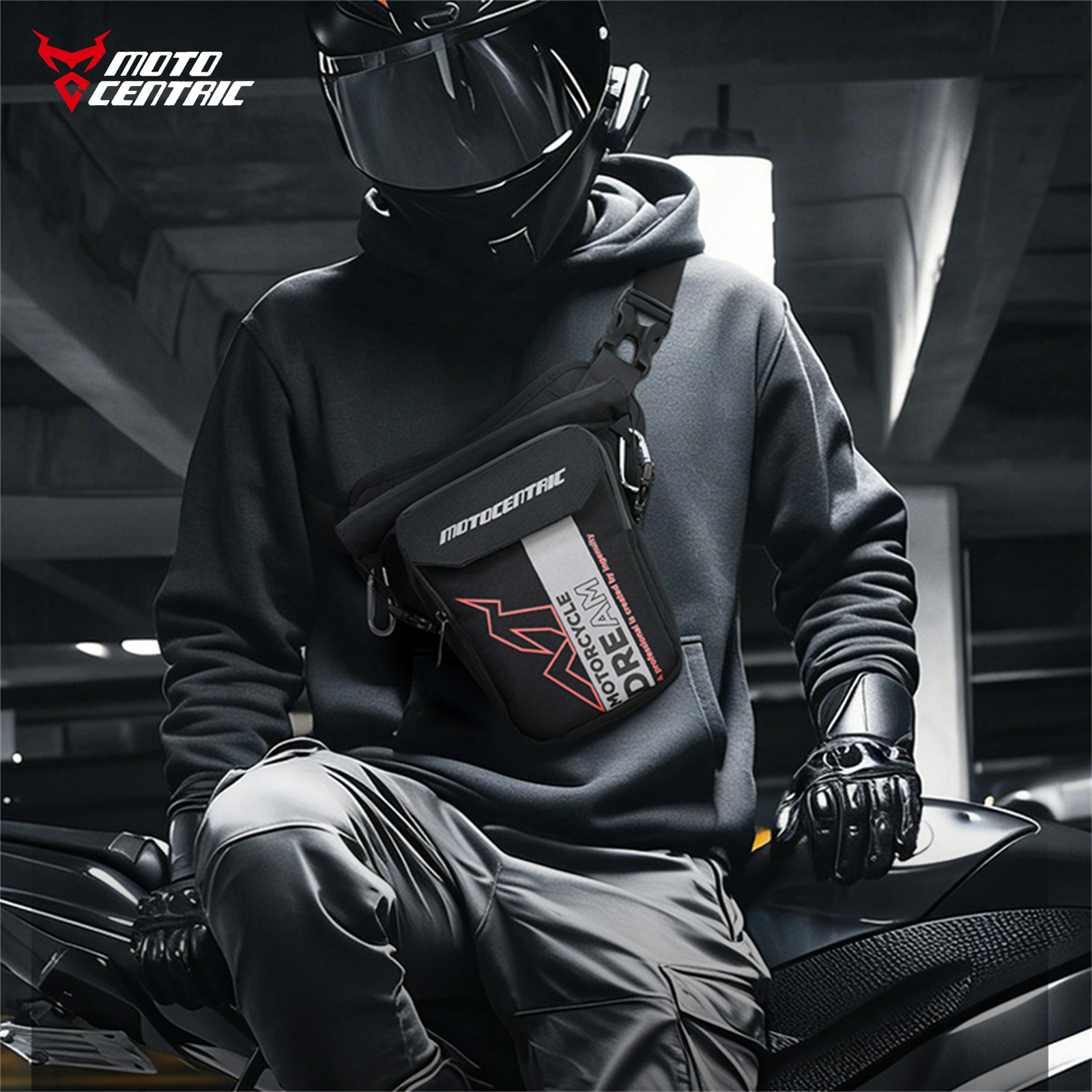 MOTOCENTRIC 多機能オートバイドロップレッグバッグウエストバッグ防水屋外バイク乗馬クロスボディバッグ
