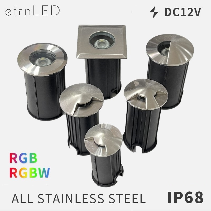 IP68 防水 Led 地下ライト屋外テラススポット 12V RGB 庭の装飾調光可能な凹型床デッキランプ 3 ワット DMX512