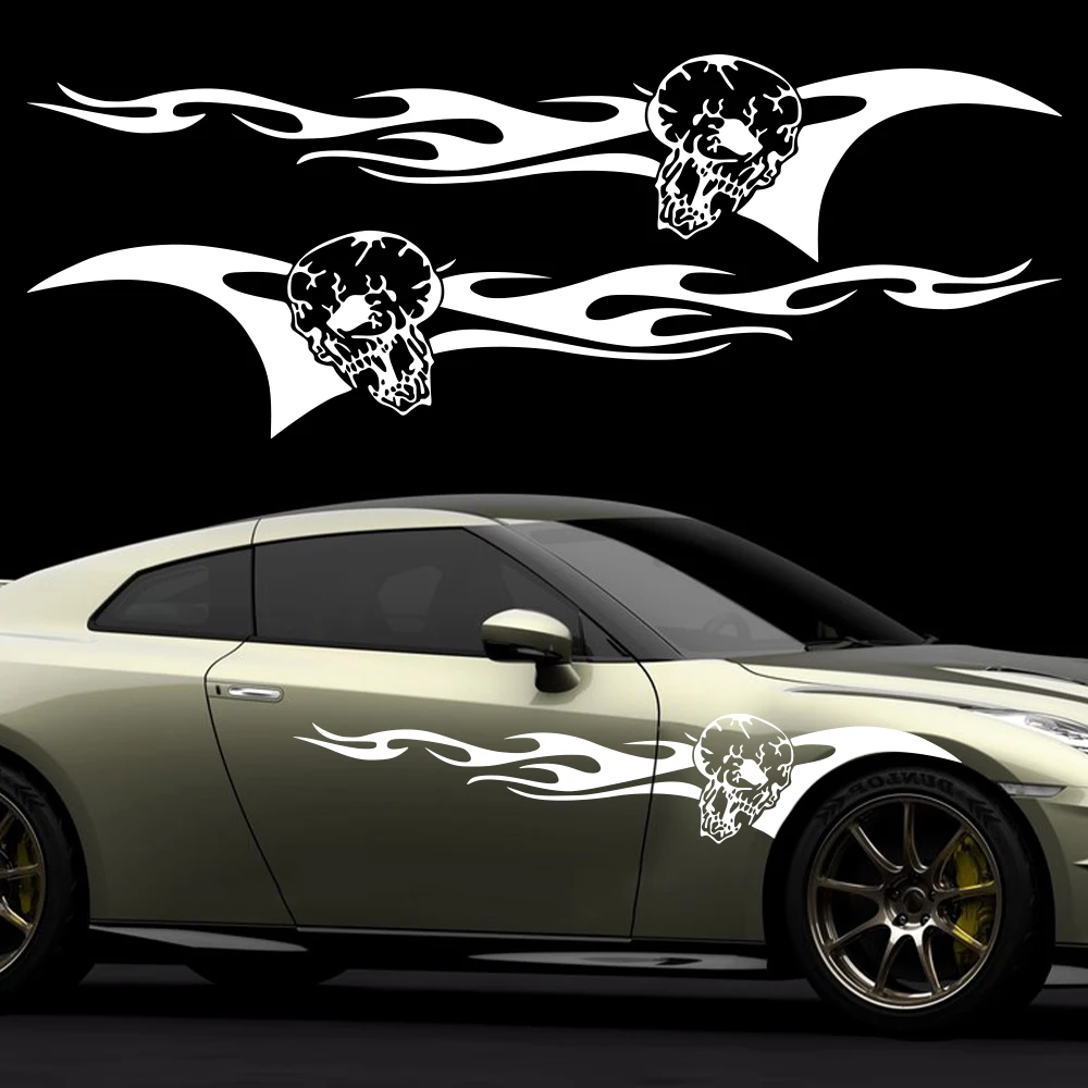 2PCS Skeleton Flame Element Totem Decoration Car Sticker DIY Vinyl Decals DIY Modified Stickers for Auto Universal Accessories
