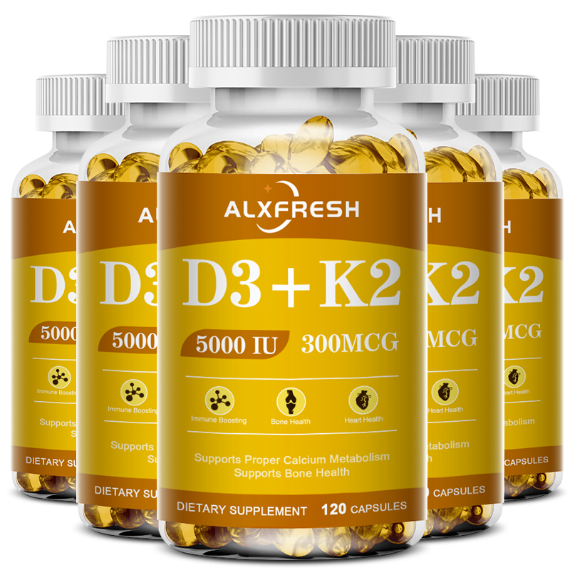 Alxfresh ビタミン D3K2 カプセル、カルシウム吸収、骨
