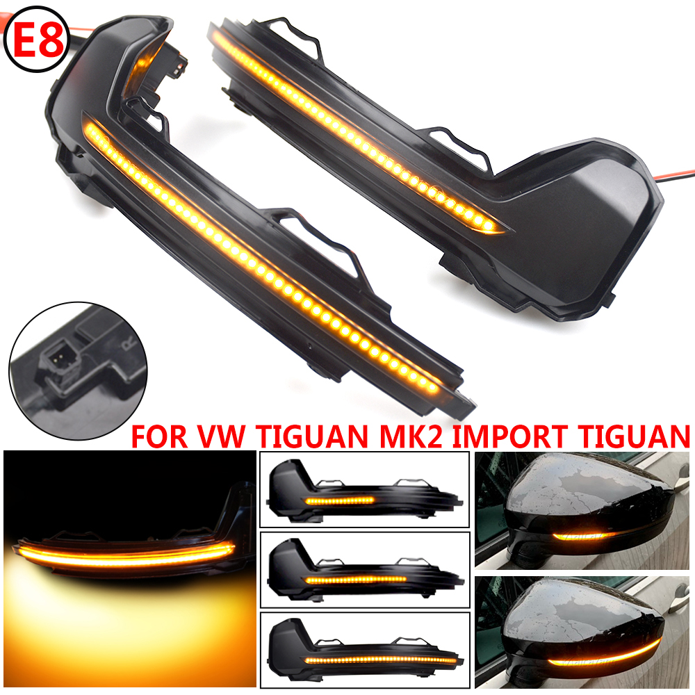 2 個ダイナミック LED ターンシグナルウインカーミラーフラッシャーライト VW フォルクスワーゲンティグアン MK2 トゥアレグ MK3 2017 2018 2019 2020