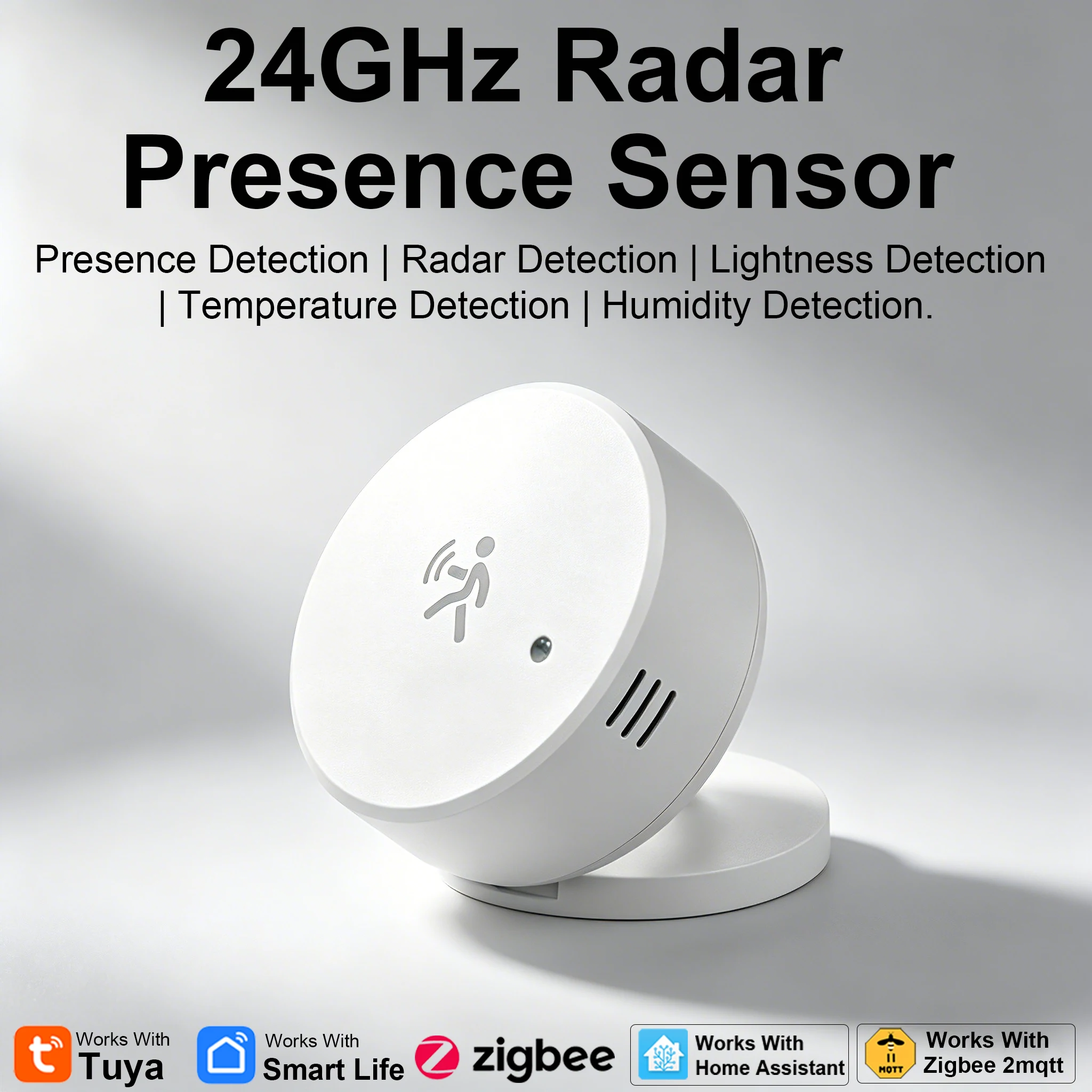 Tuya ZigBee 24GHz ミリ波レーダー人体存在センサーモーション検出器温度湿度輝度センサーサポート HA Z2M