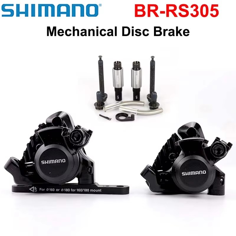 シマノ RS305 機械式ディスクブレーキキャリパー BR-RS305 フラットマウントキャリパーロードバイク L05A 樹脂ブレーキパッドラジエーターフィン付き