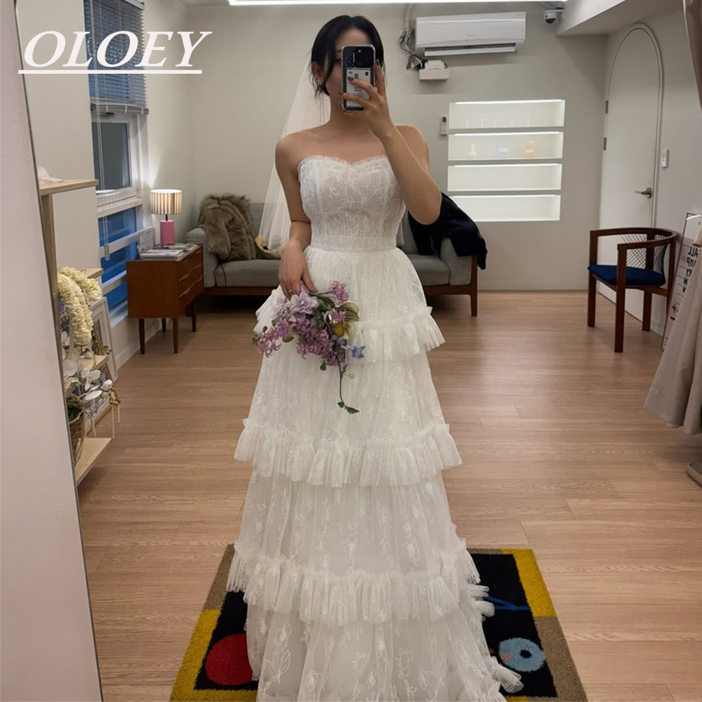 OLOEY 絶妙な多層レースのウェディングドレスキラキラ A ライン韓国写真撮影のブライダルドレスローブ · デ · マリー 2026 カスタマイズ