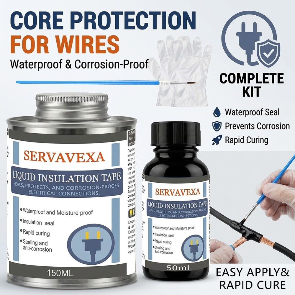 SERVAVEXA 液体絶縁テープ、ワイヤー修理用防水急速硬化電気接着剤、防食、ブラシ