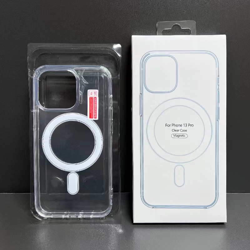 TPU + PC アンチイエロークリアフルカバー保護磁気充電電話ケース iPhone 11 12 13 14 15 16 プロマックスプラス