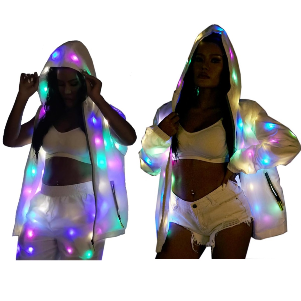 LED 服光るグローダンス衣装ハロウィンクリスマスパーティー服レイブジャケット Led ナイトランライト防水服