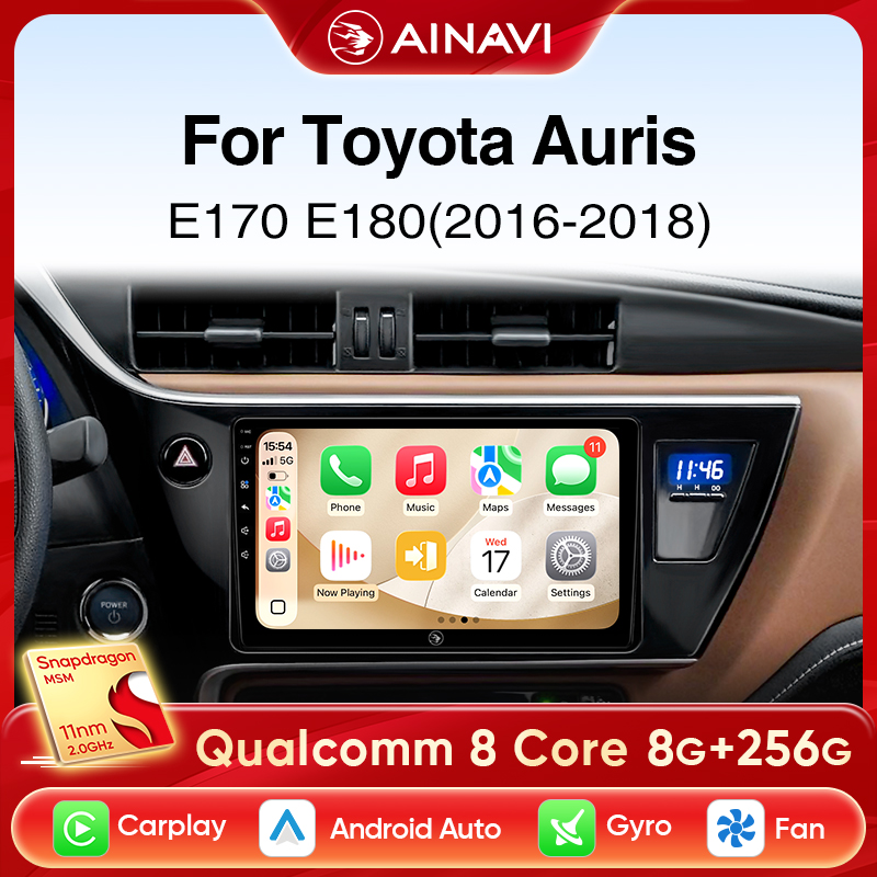 Ainavi カーラジオトヨタオーリス 2016 2017 2018 カローラアルティスハイブリッド E170 E180 Carplay Android 自動マルチメディアプレーヤーステレオ 4 グラム